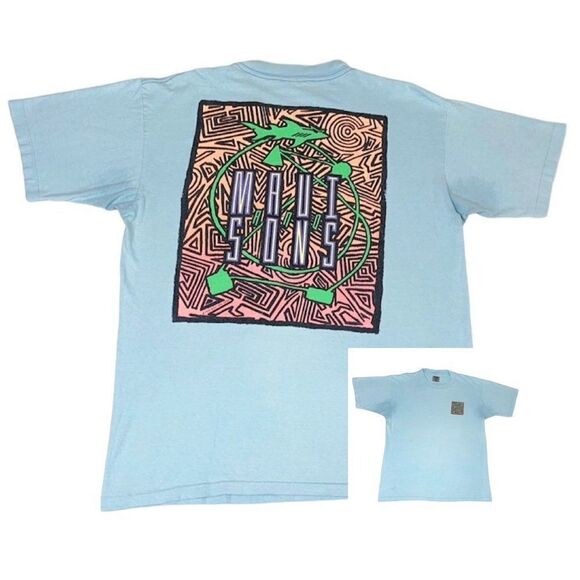 Vintage Maui and Sons T-shirt XL Blue Surf Beach Skate Single Stitch - Picture 1 of 10